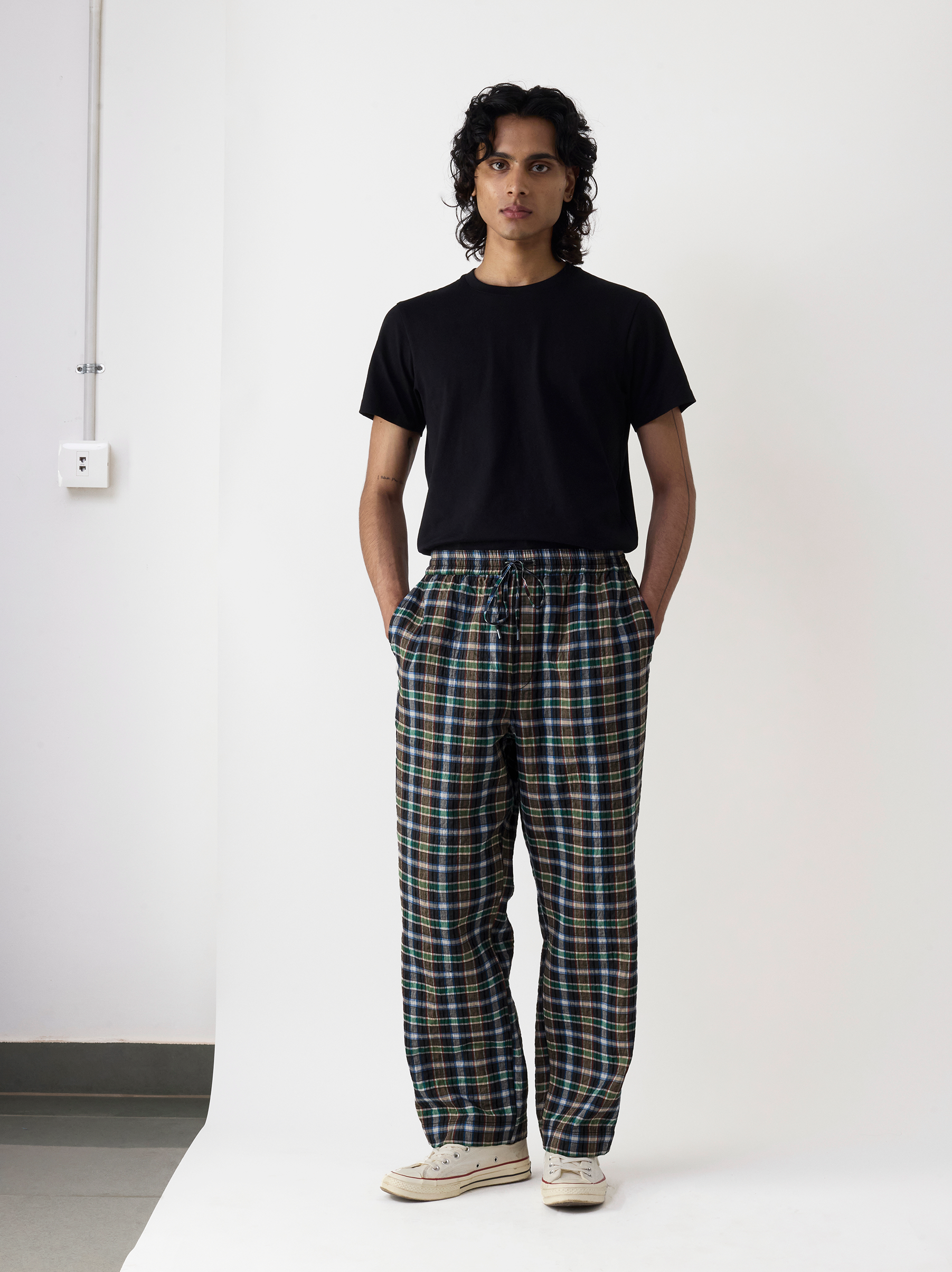 IT.024.14.89 PADDED PLAID DRAWSTRING PANTS