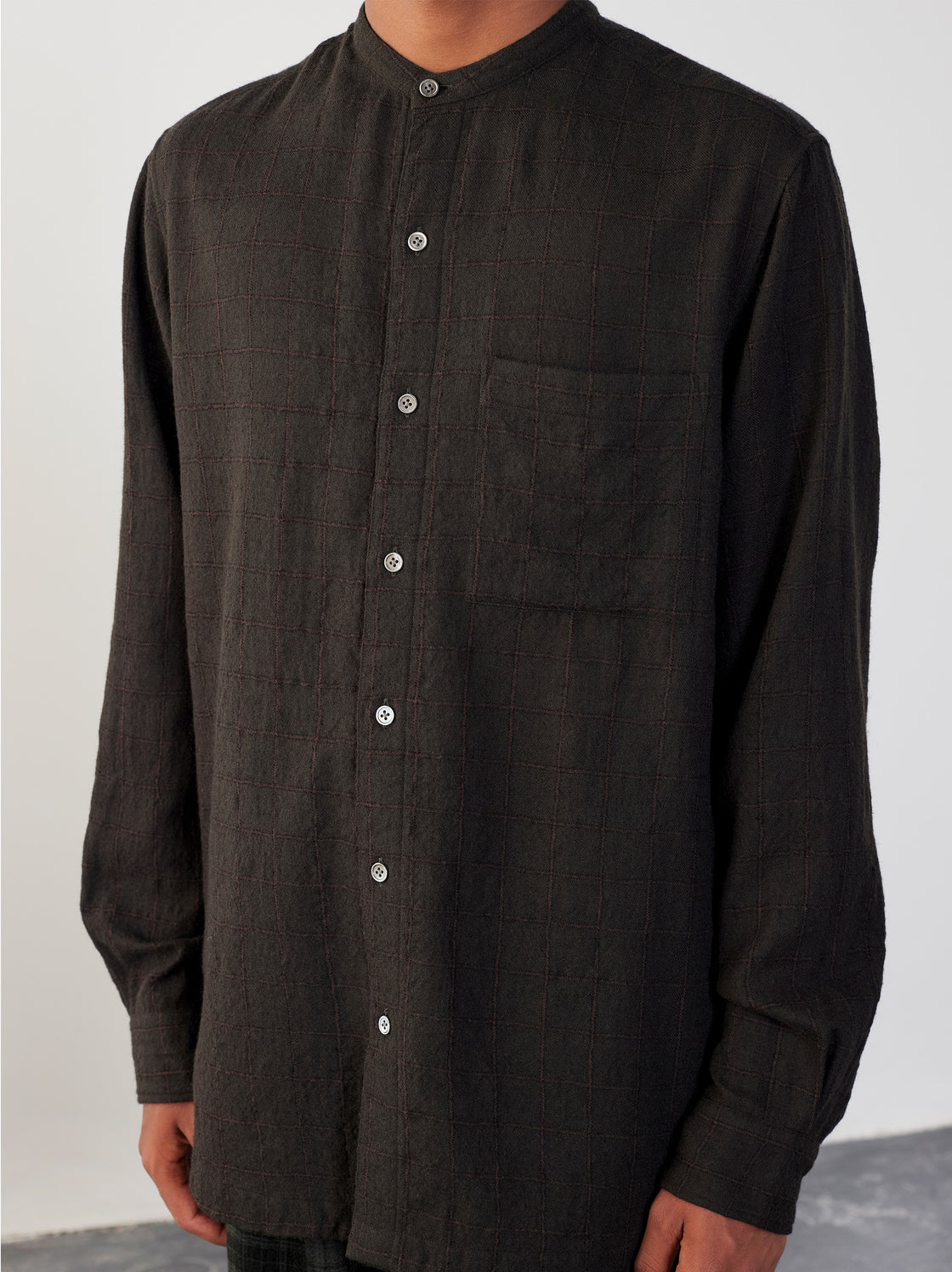 IT.EXC.23.18 WOOL BAND COLLAR EASY SHIRT